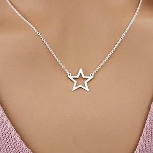 Open Star Necklace 925 Sterling Silver / Real Silver NOT Plated / Layering Necklace / Outline Star / Celestial Necklace / Gift for Her