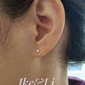 Small Diamond Bezel Stud Earrings 14k Gold / Second Hole Earrings / Ear Layer Stud / Natural Untreated Diamonds / Gift for Her