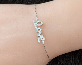アクセサリー silver 925 love bracelet Love Bracelet 925 Sterling Silver Cubic Zirconia / Layering