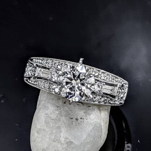 0.35ct. Twd. Semi Mount Engagement Ring 18k White Gold / For 0.90ct.- 1.10ct. Center Diamond / Center Diamond Not Included / Gift for Her