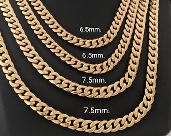 Miami Cuban Chain Necklace 14k Yellow Gold / Chain for Him-Her / Luxury Chain / 25"- 22" 7.5mm.- 6.5mm. / Unisex / Hip Hop Chain