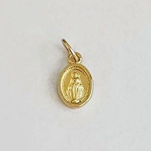 Small Virgin Mary Charm 14k Yellow Gold / Solid Gold  / Layering / Add to Your Jewelry / Gift for Her / Baptism / Baby Shower / Christening