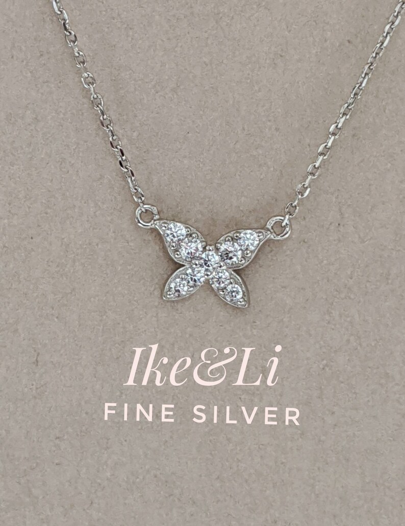 Butterfly 925 Sterling Silver Necklace Layering Necklace Dainty Trendy Fashion Necklace Gift for Her