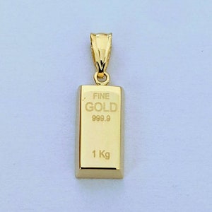 Gold Bar Pendant 14k Yellow Gold / Gold Bullion Bar / Gold Brick / Layering / NOT Gold Filled NOT Gold Plated / Gift for Her - Him / Unisex