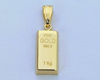 Gold Bar Pendant 14k Yellow Gold / Gold Bullion Bar / Gold Brick / Layering / NOT Gold Filled NOT Gold Plated / Gift for Her - Him / Unisex