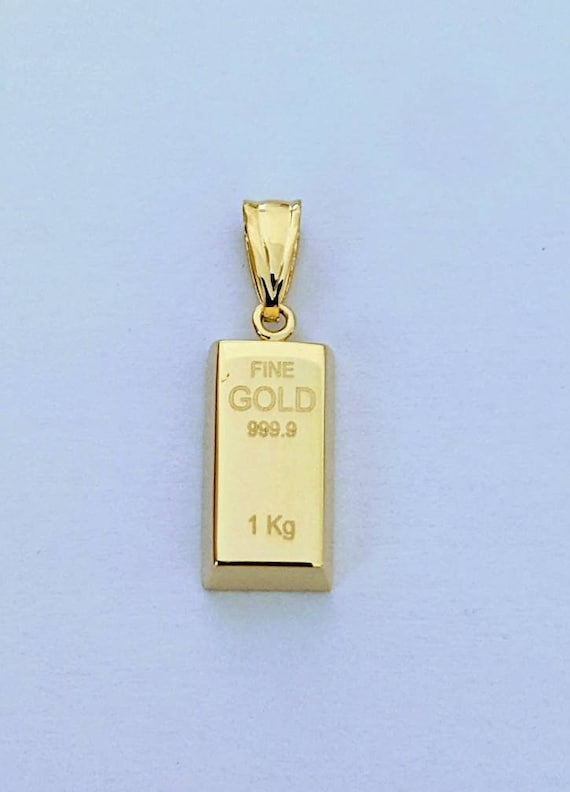 Gold Bar Pendant 14k Yellow Gold / Gold Bullion Bar / Gold Brick / Layering / NOT Gold Filled NOT Gold Plated / Gift for Her - Him / Unisex