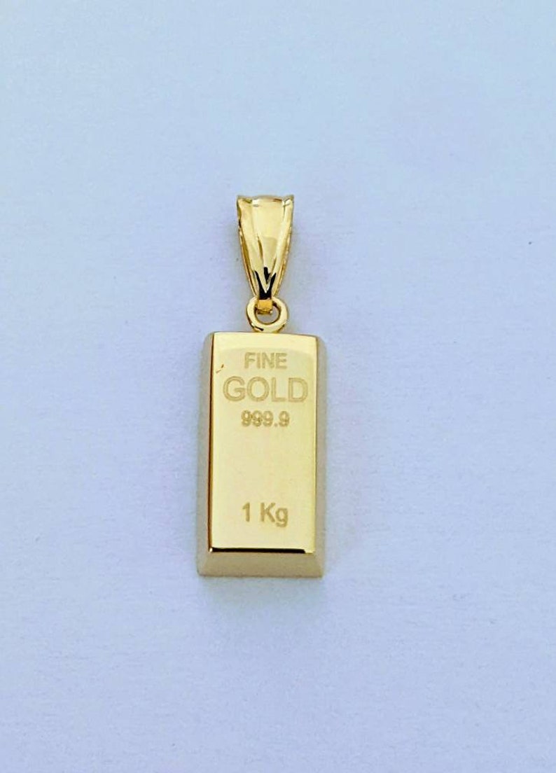 Gold Bar Pendant 14k Yellow Gold / Gold Bullion Bar / Gold Brick / Layering / NOT Gold Filled NOT Gold Plated / Gift for Her - Him / Unisex image 1