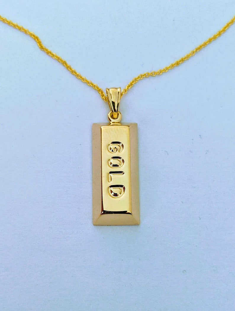 Solid 18K Yellow Gold Bar Bullion Pendant (0.25g) - No Stone