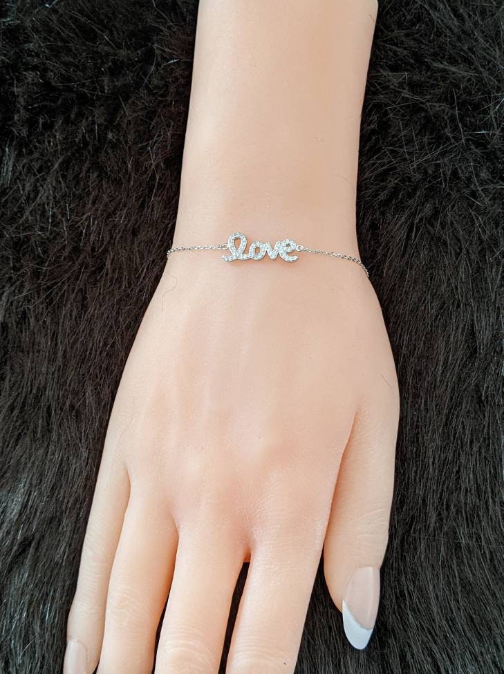 アクセサリー silver 925 love bracelet Amazon.com: 925 Sterling Silver Double Heart Bracelet for