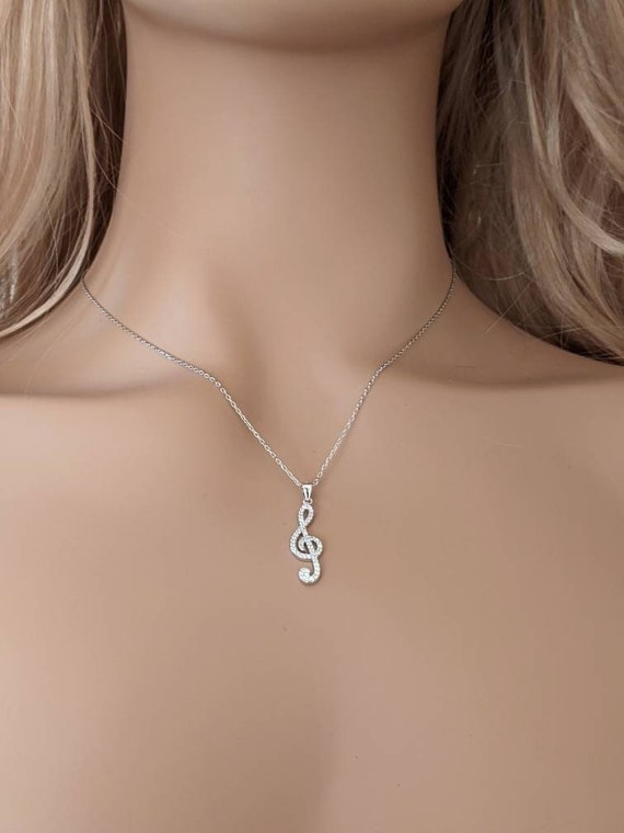 Pendentif Vintage Clé De Sol En Argent 925 - Bijou Musique Argenté - Occasion