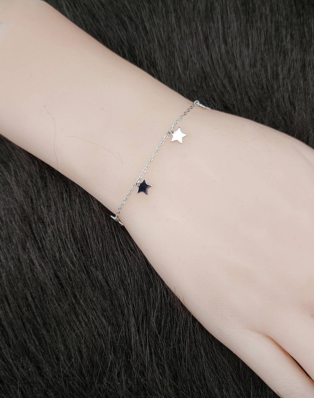 STAR CHARM BRACELET-SILVER925-スターブレスレット Dainty Star Charm Bracelet 925 Sterling Silver / Dangle Layering