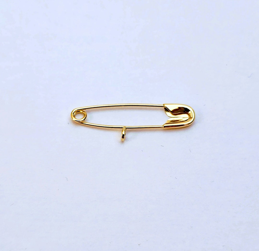 14k Yellow Gold Baby Safety Pin Charm Holder / Safety Pin for One Charm
