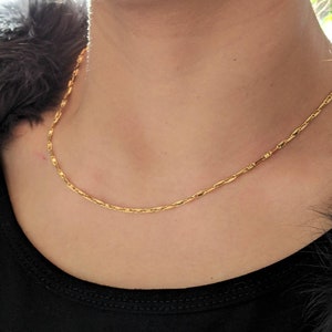 14k Yellow Gold Link Chain Necklace / 2.3mm Width Solid Gold / Fancy Unique Design / Layering Chain Necklace / 6.87gr. / Gift for Her