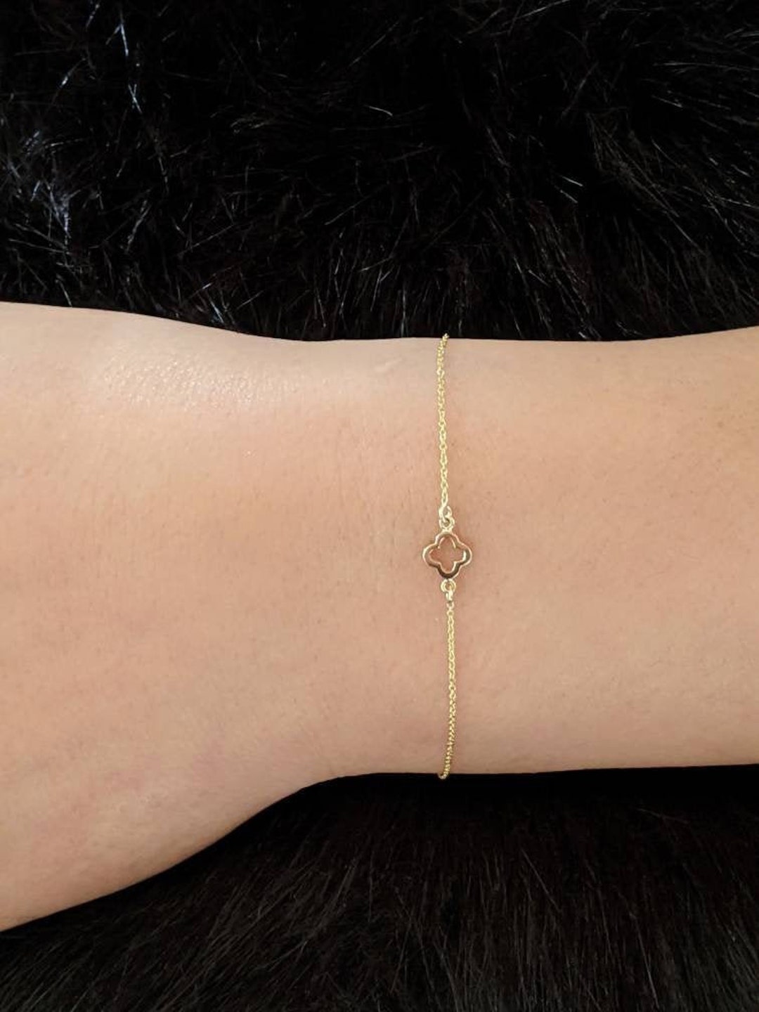Four Leaf Clover Charm Bracelet & Anklets 14k Gold / Solid - Etsy Canada