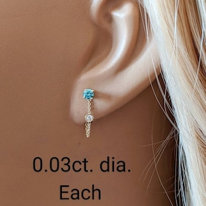 Diamond Chain for Earrings 14k Gold ( NOT Gold Plated, NOT Gold Filled) Ear Layer Diamond Chain/ Gift for Her