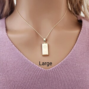 Gold Bar Pendant 14k Yellow Gold / Gold Bullion Bar / Gold Brick / Layering / NOT Gold Filled NOT Gold Plated / Gift for Her - Him / Unisex image 3