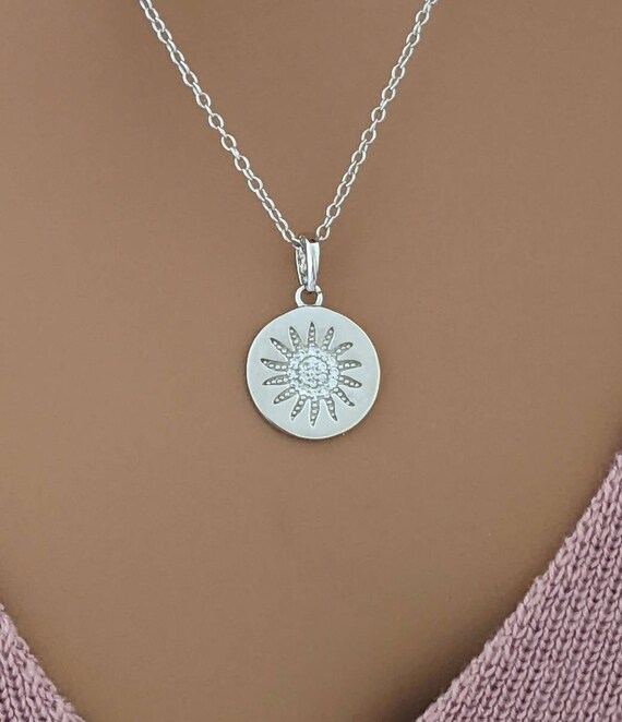 Sun Necklace 925 Sterling Silver Cubic Zirconia / Celestial  Signed Sun Sterling 925 Cubic Zirconia Necklace main image 0