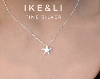 Sea Star Necklace 925 Sterling Silver / Starfish Necklace / Layering Necklace / Gift for Her / Real Silver ( Not Plated )