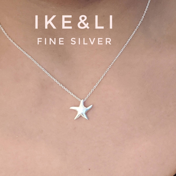 Sea Star Necklace 925 Sterling Silver / Starfish Necklace / Layering Necklace / Gift for Her / Real Silver ( Not Plated )