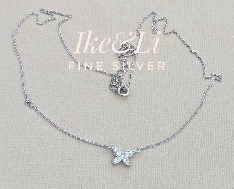 Butterfly 925 Sterling Silver Necklace Layering Necklace Dainty Trendy Fashion Necklace Gift for Her