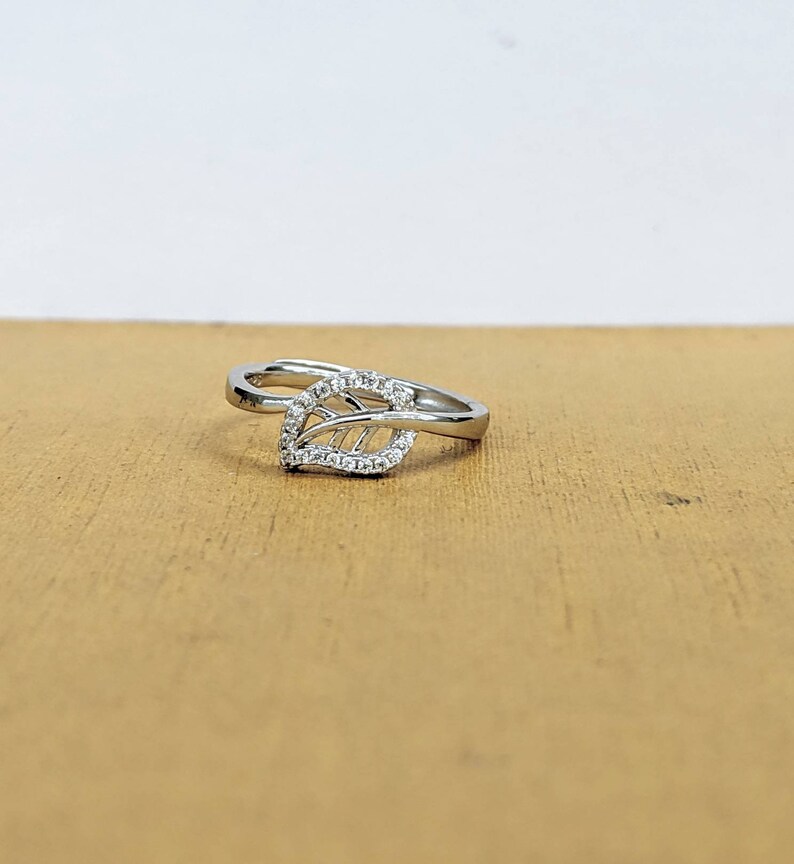 925 Sterling Silver CZ Leaf Branch RingSilver Diamond Simulants RingGirl Silver Cubic Zirconia Leaf RingSilver Fashion RingGift for Her