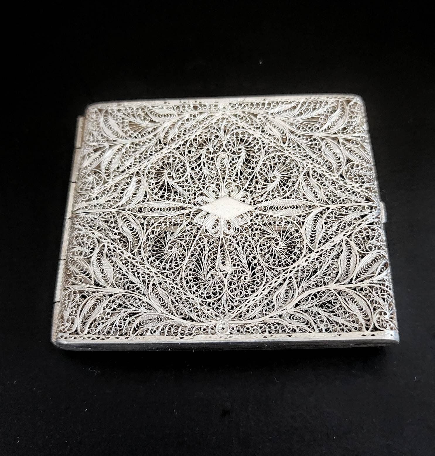 Antique Silver Filigree Cigarette Case / Handmade / 900 Silver / Edwardian  Collector Jewelry