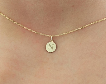 7mm. Disc Charm Pendant 14k Solid Gold/ Initial Charm Pendant / For Necklace, Bracelet, Anklets / Personalized Charm / CHAIN NOT INCLUDED