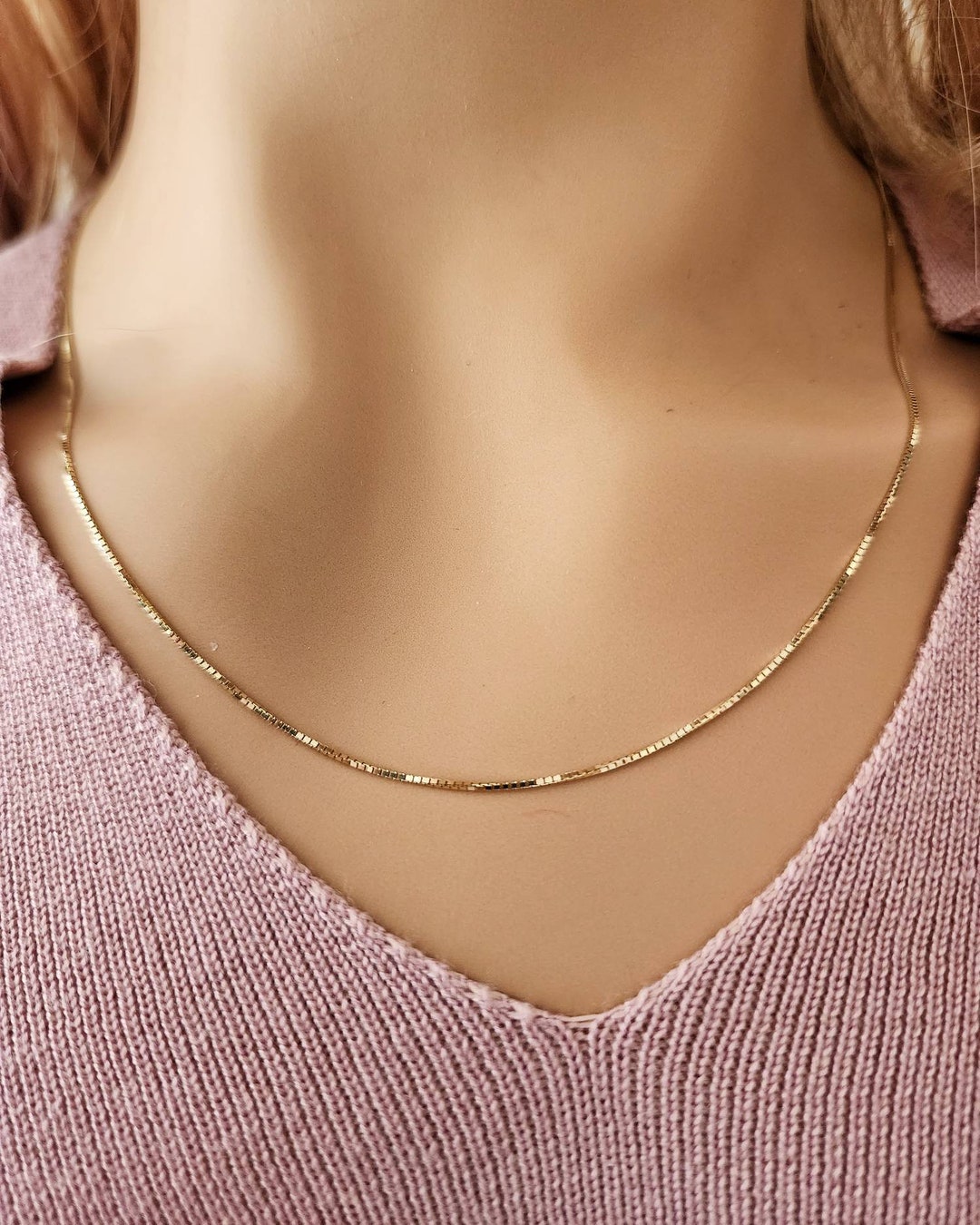 Extendable Box Chain in 14k Yellow Gold (0.7mm) main image 1
