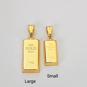 Gold Bar Pendant 14k Yellow Gold / Gold Bullion Bar / Gold Brick / Layering / NOT Gold Filled NOT Gold Plated / Gift for Her - Him / Unisex image 5