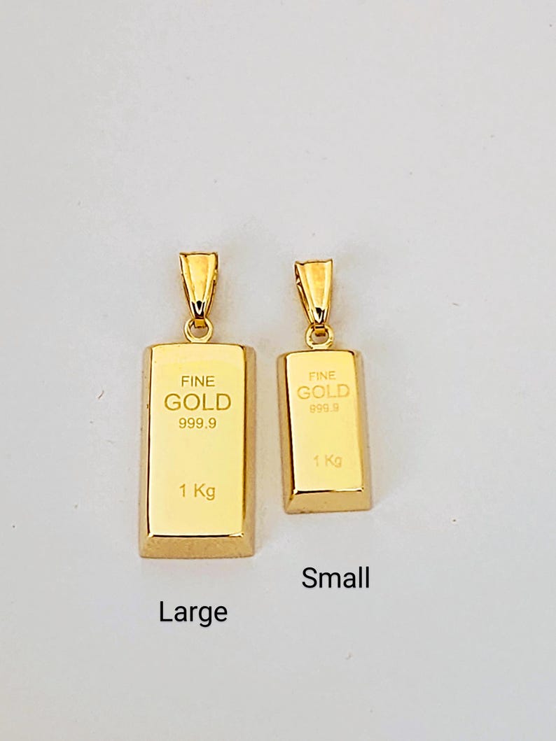 Gold Bar Pendant 14k Yellow Gold / Gold Bullion Bar / Gold Brick / Layering / NOT Gold Filled NOT Gold Plated / Gift for Her - Him / Unisex image 5
