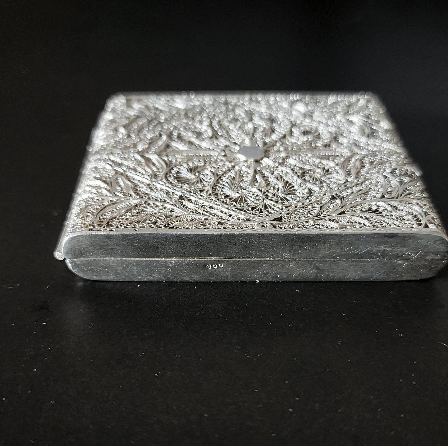 Antique Silver Filigree Cigarette Case / Handmade / 900 Silver / Edwardian  Collector Jewelry