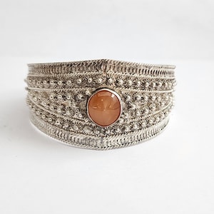 Antique Silver Bangle Bracelet / Vintage Bracelet / .800 Fine Silver / Natural Coral / Gift for Her / Solid Silver / Collector&#39;s Item