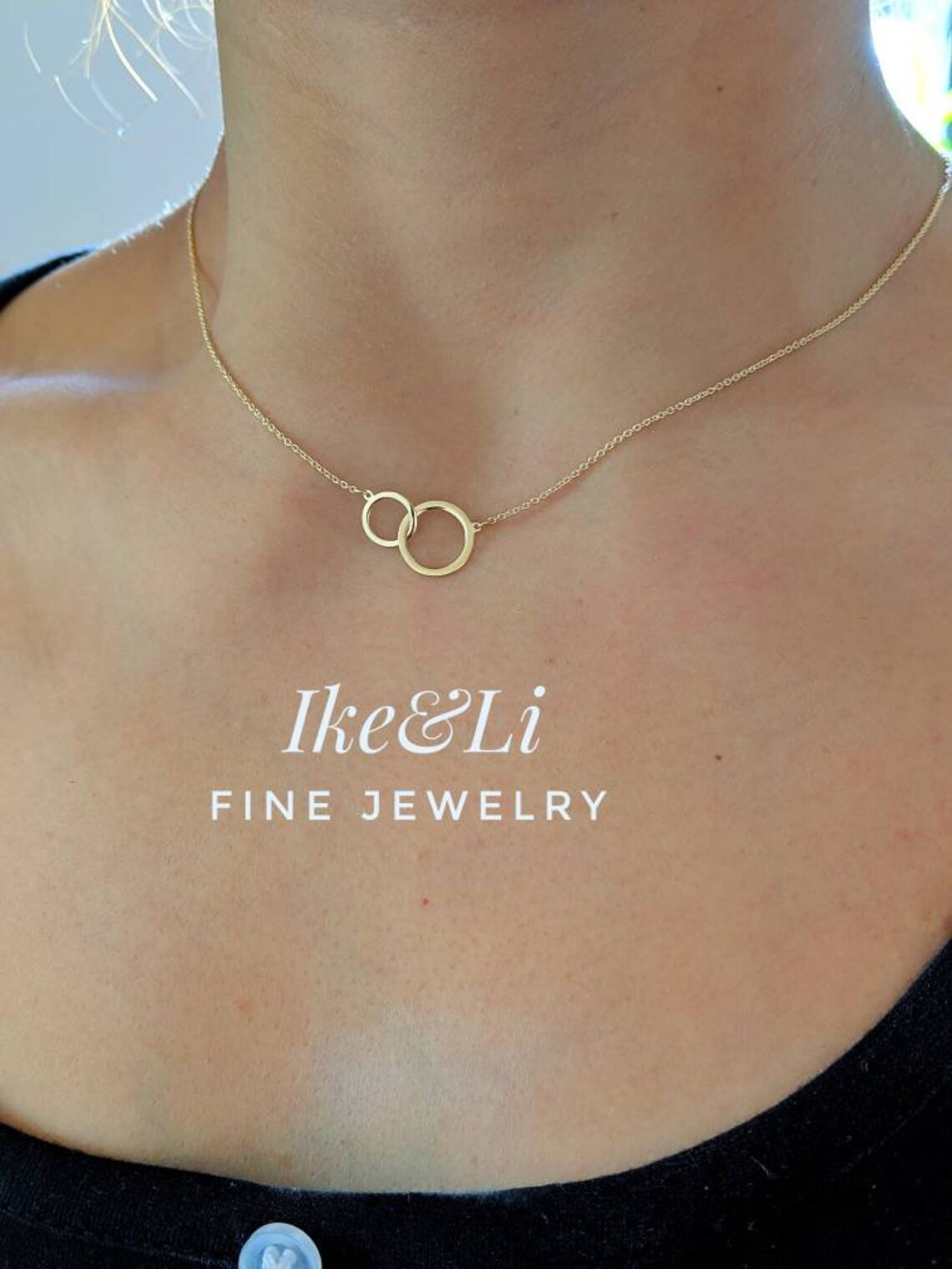 Interlocking Double Circle Necklace 14k Yellow Gold / Unity Etsy