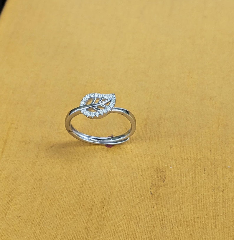 925 Sterling Silver CZ Leaf Branch RingSilver Diamond Simulants RingGirl Silver Cubic Zirconia Leaf RingSilver Fashion RingGift for Her