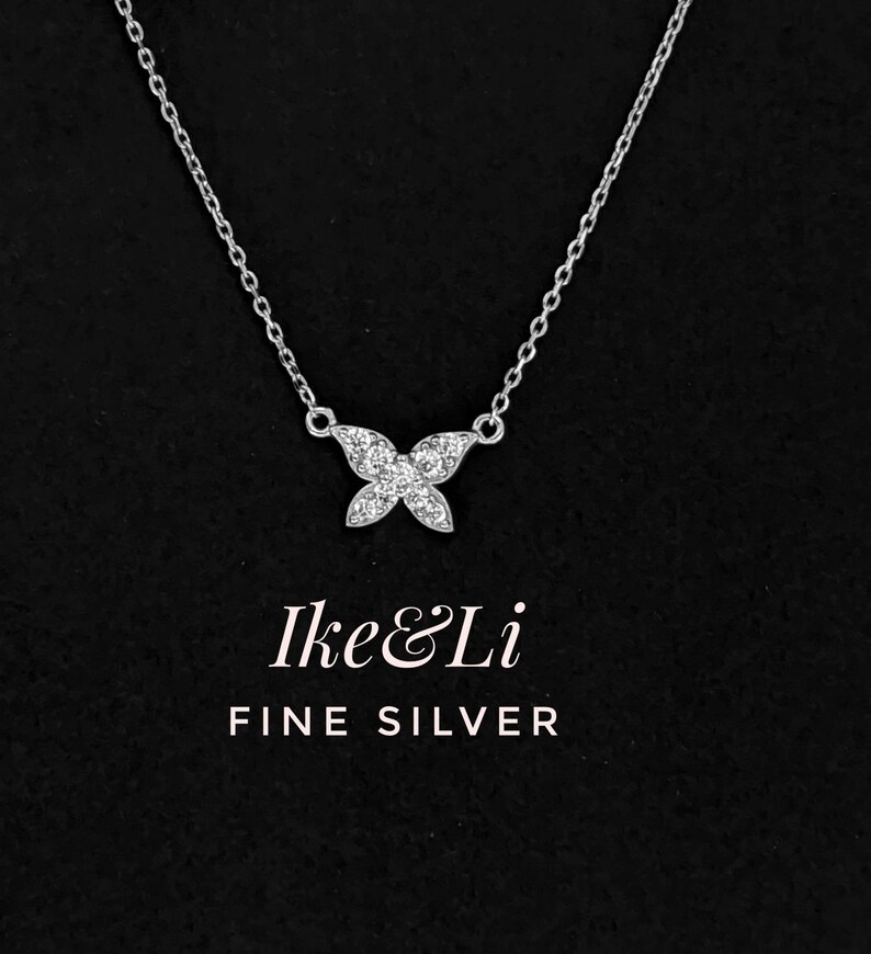 Butterfly 925 Sterling Silver Necklace Layering Necklace Dainty Trendy Fashion Necklace Gift for Her