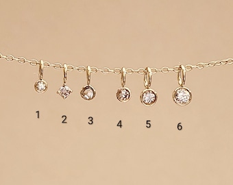 Antique Cut Diamond Charms 14k Yellow Gold / Natural Earth Mined Diamond / Vintage Diamonds / Gift for Her - Him / Chain is NOT Included
