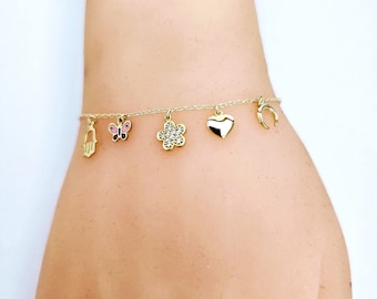Charm Bracelet 14k Yellow Gold  / Create Your Own Necklace / NOT Gold Filled NOT Gold Plated / Choose Your Charm / Gift for Her