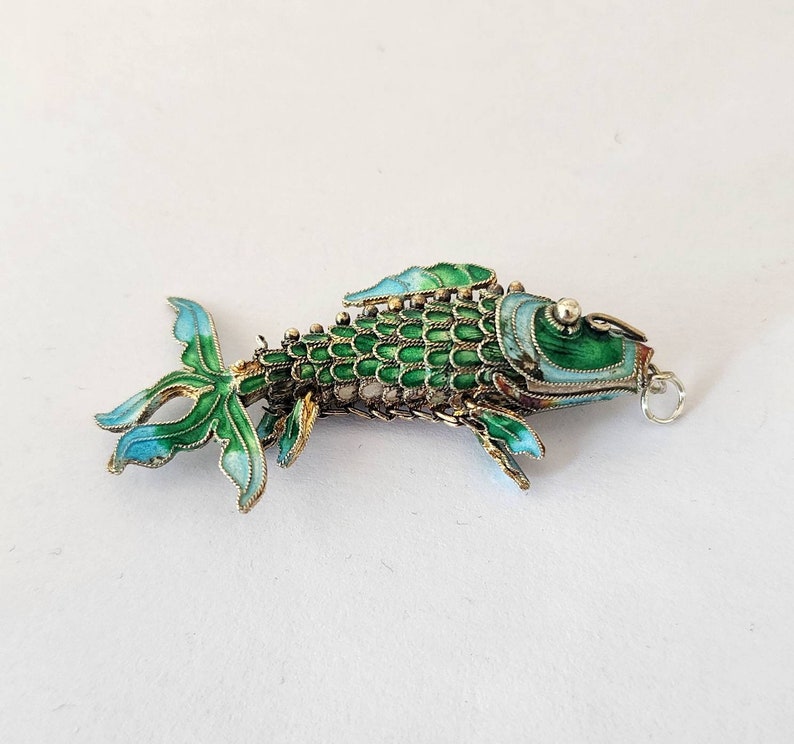 Antique Articulated Koi Fish Pendant Enamel Silver / Vintage / Etsy