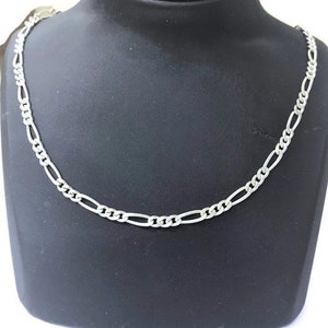 925 Sterling Silver Figaro Chain / Vintage Man Solid 925 Sterling Silver Chain / Real 925 Silver Chain / Gift for Him