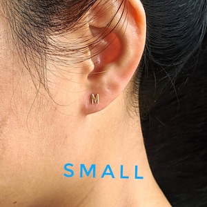 Dainty Initial Earrings 14k Gold / Solid Gold / Second Hole Earrings / Gift for Her / Personalized Gift / Not Gold Filled, Not Gold Plated