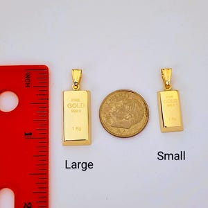Gold Bar Pendant 14k Yellow Gold / Gold Bullion Bar / Gold Brick / Layering / NOT Gold Filled NOT Gold Plated / Gift for Her - Him / Unisex image 6