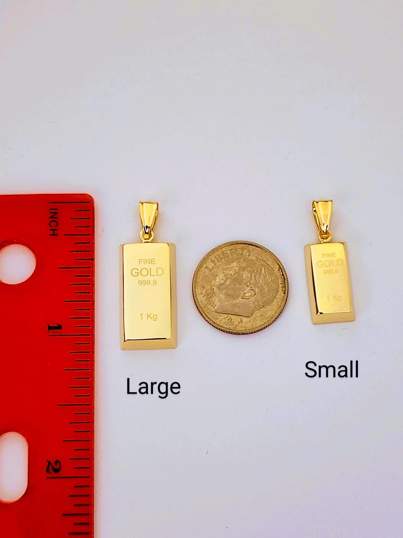 Gold Bar Pendant 14k Yellow Gold / Gold Bullion Bar / Gold Brick / Layering / NOT Gold Filled NOT Gold Plated / Gift for Her - Him / Unisex image 6