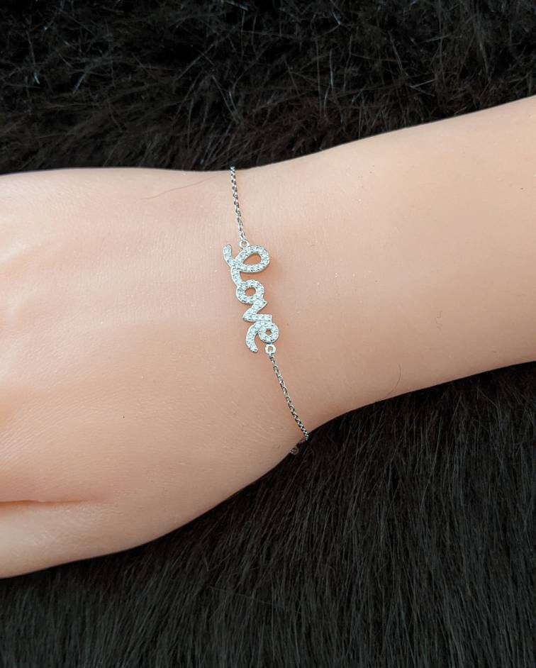 アクセサリー silver 925 love bracelet Love Bracelet 925 Sterling Silver Cubic Zirconia / Layering
