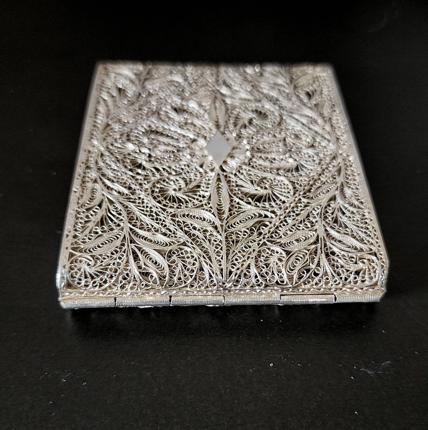 vintage cigarette holder sterling silver Antique Silver Filigree Cigarette Case / Handmade / 900 Silver / Edwardian  Collector Jewelry