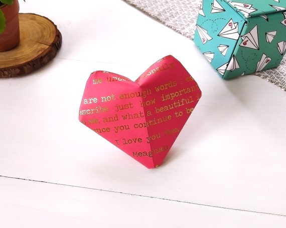 3D Heart Origami with Custom Secret Message | Etsy