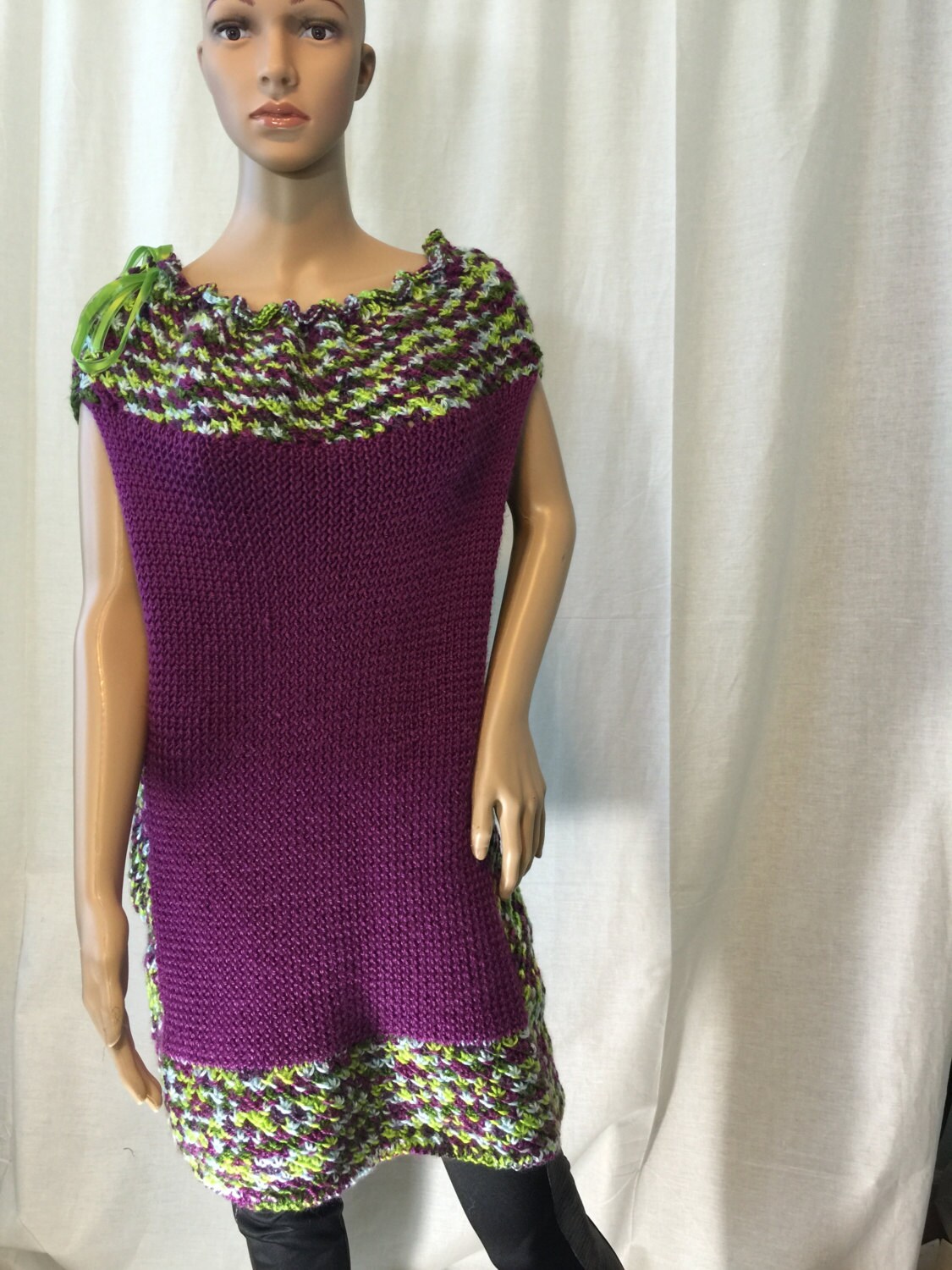 Knitted Tunic dress purple wine olive green blue burgundy wrap | Etsy
