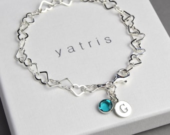 Personalised Sterling Silver Birthstone Bracelet (all months)