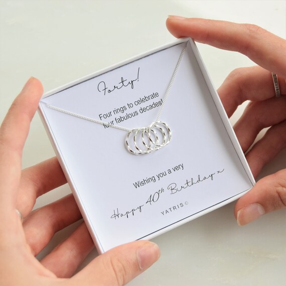 40th Birthday Necklace 40th Birthday Gift 40th Birthday 40th Birthday  Gift For Her 40th Birthday Gifts Ring Necklace Rings