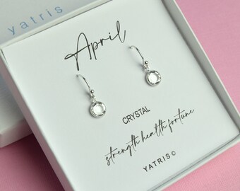 Sterling Silver Birthstone Earrings April