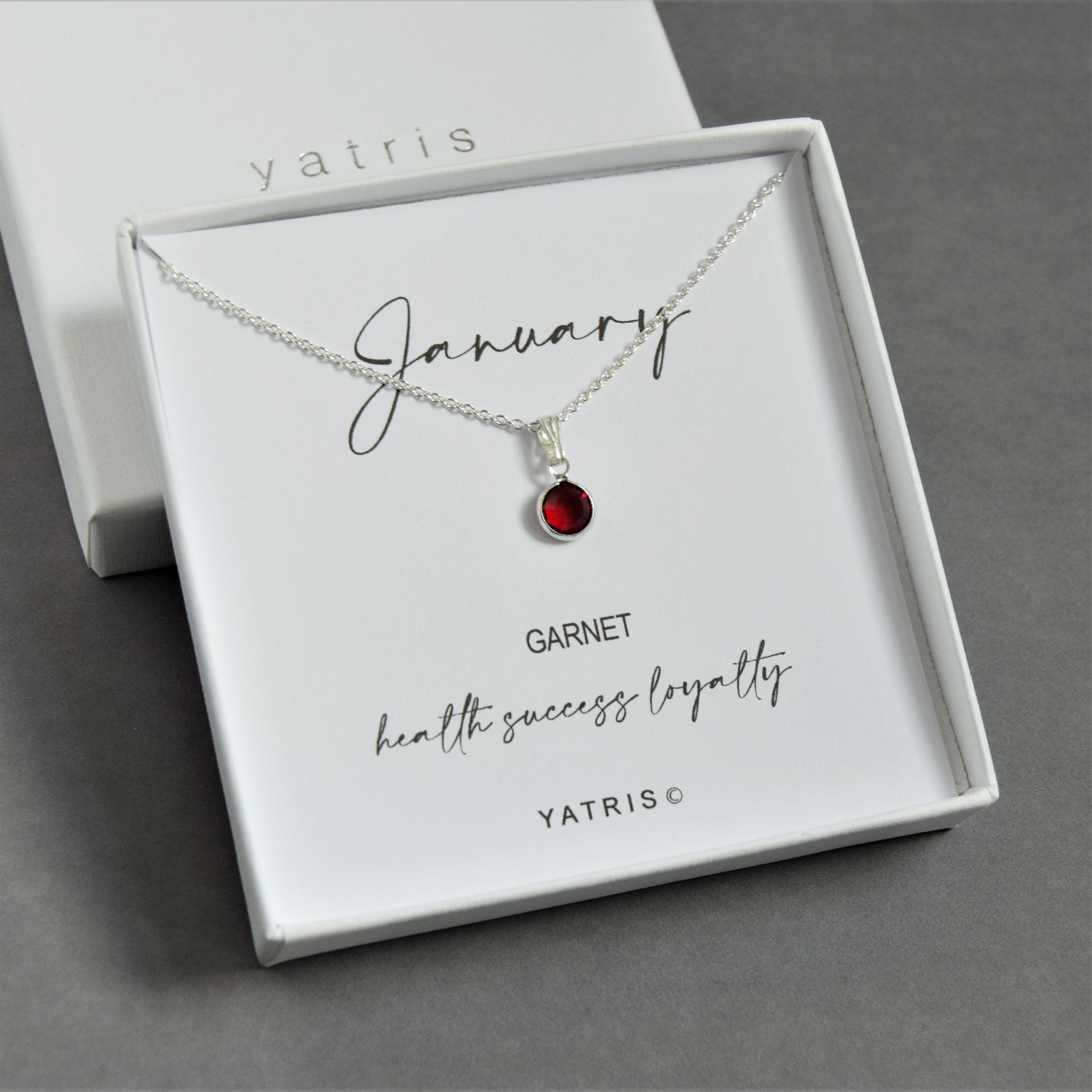 January Birthstone Necklace Silver Garnet Necklace January Birthstone  Necklace Garnet Star Set Pendant Silver 14 Inches Inch Extender
